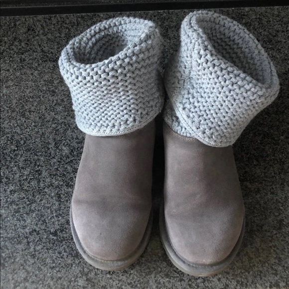 UGG Shaina Knit Suede Boot - Grey. - Picture 6 of 9